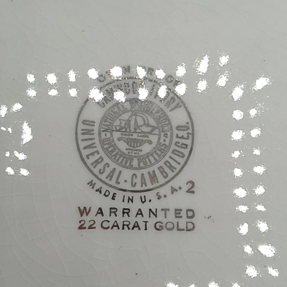Vintage Camwood Ivory National Brotherhood of Operative Potteries USA 22k gold